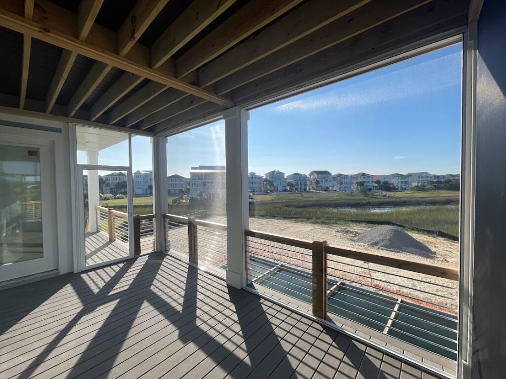 A beautiful fixed coastal screen system at a home in the Carolinas